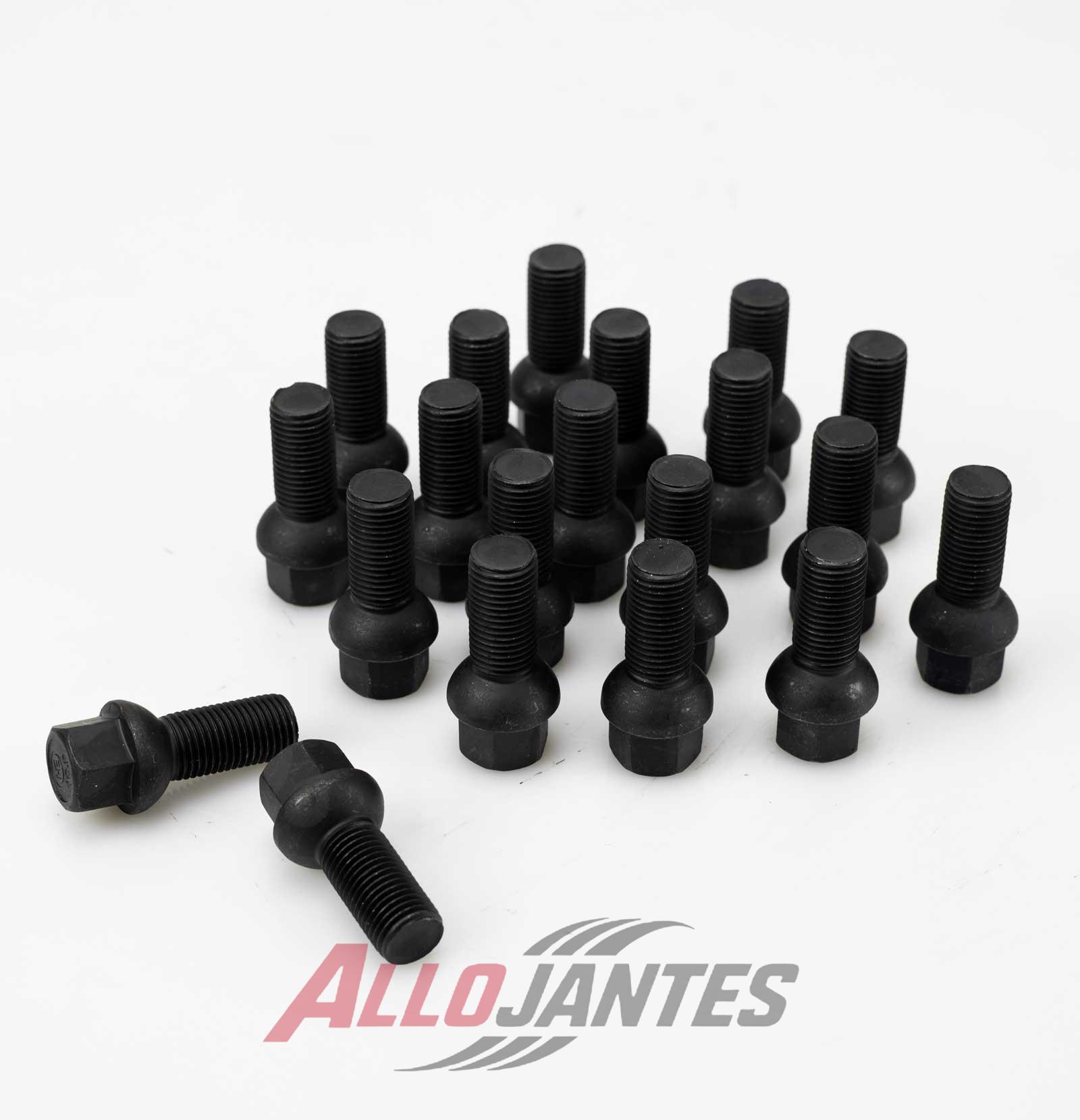 20 Vis de Roue - 14X125 - 50 - Spherique - Noires