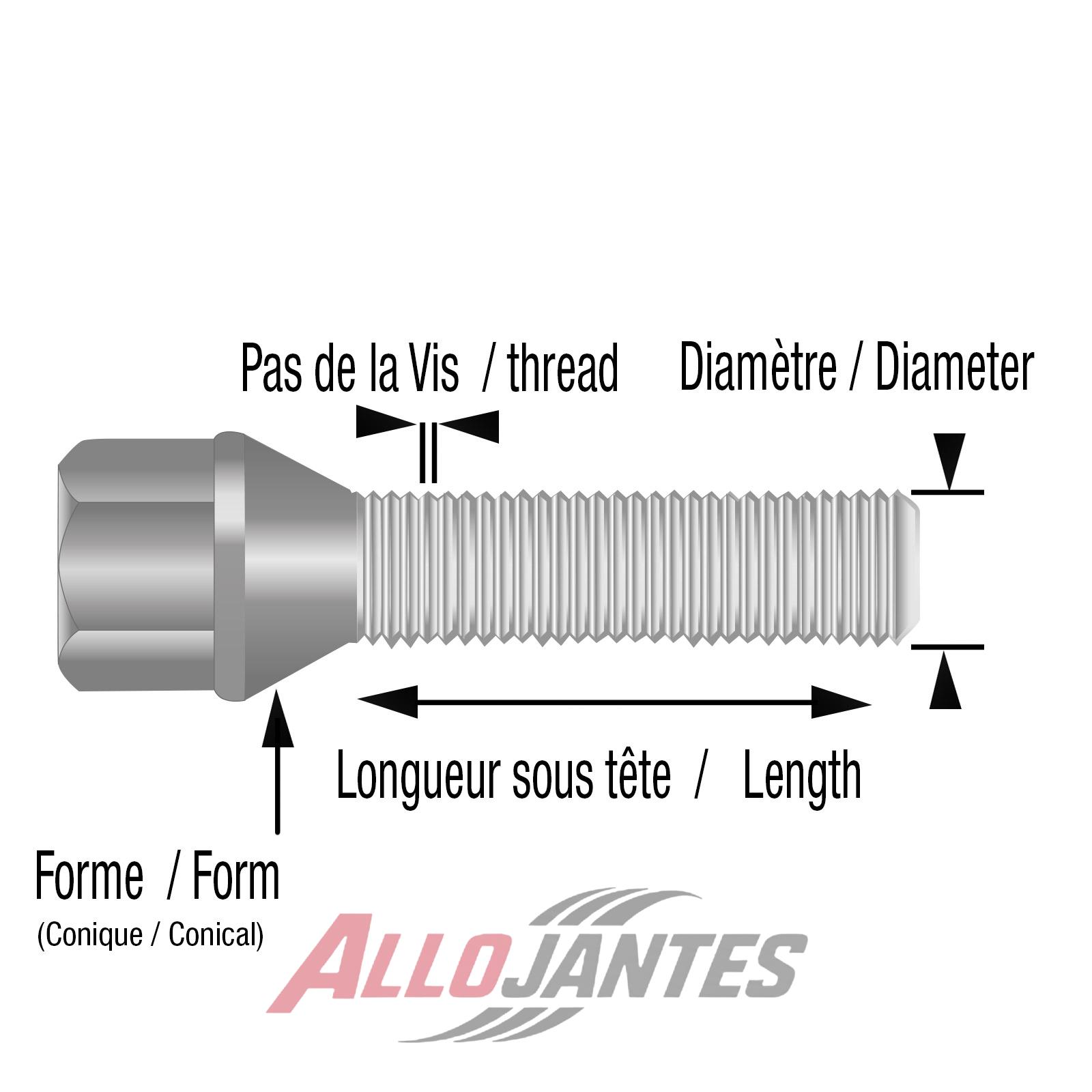 20 Vis de Roue - 14X150 - 40.00 - Conique photo 2